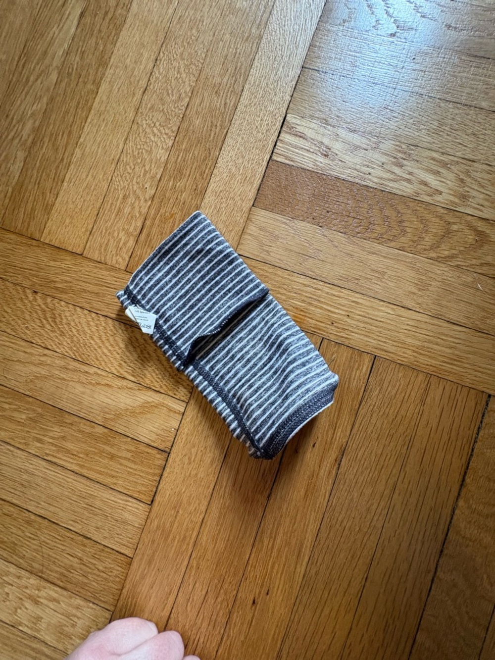 Striped Gray and White Knit Wrist/Arm Sleeve - Picture 3 of 3